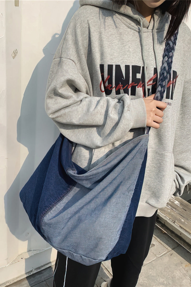 Large capacity crossbody denim bag for lazy style