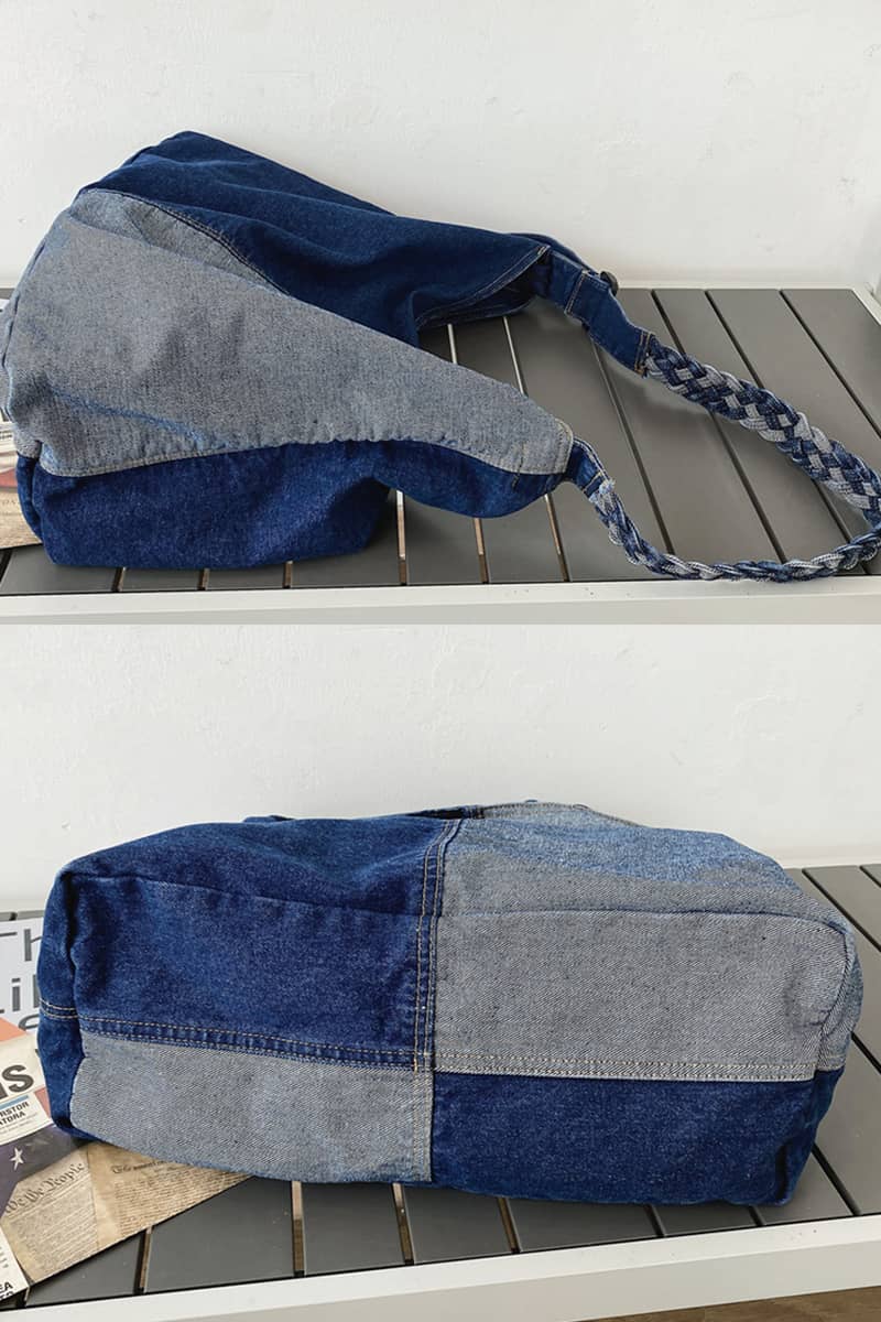 Large capacity crossbody denim bag for lazy style