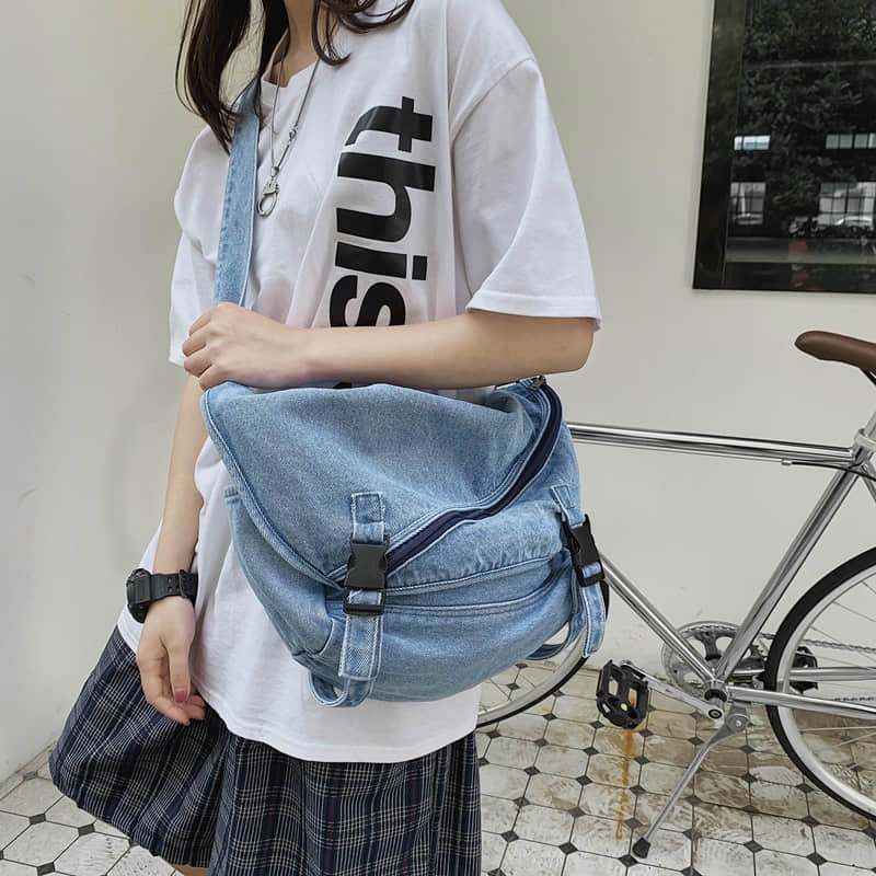 Fashion Practical Jean Tote Shoulder Bag LightBlue | IFAUN