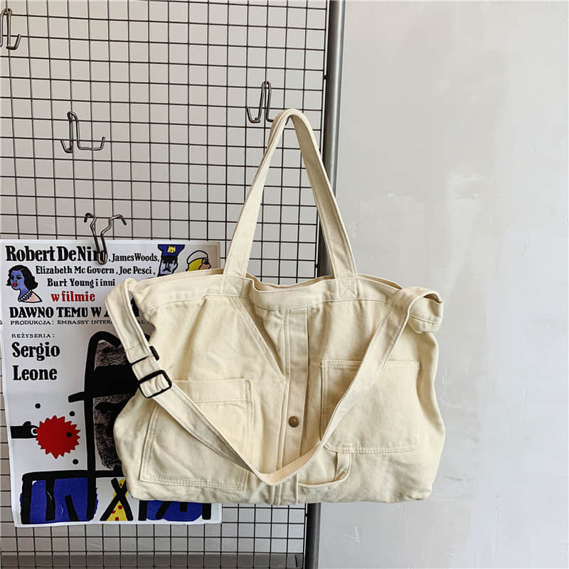 Hand-held shopping bag girl large capacity messenger bag White | IFAUN
