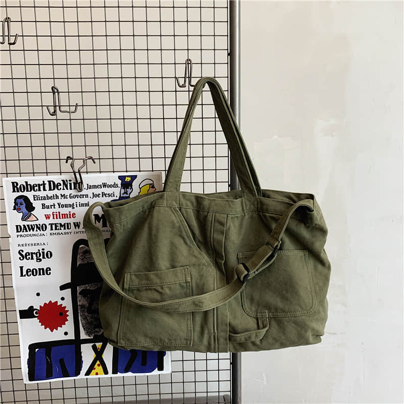 Hand-held shopping bag girl large capacity messenger bag DarkOliveGreen | IFAUN