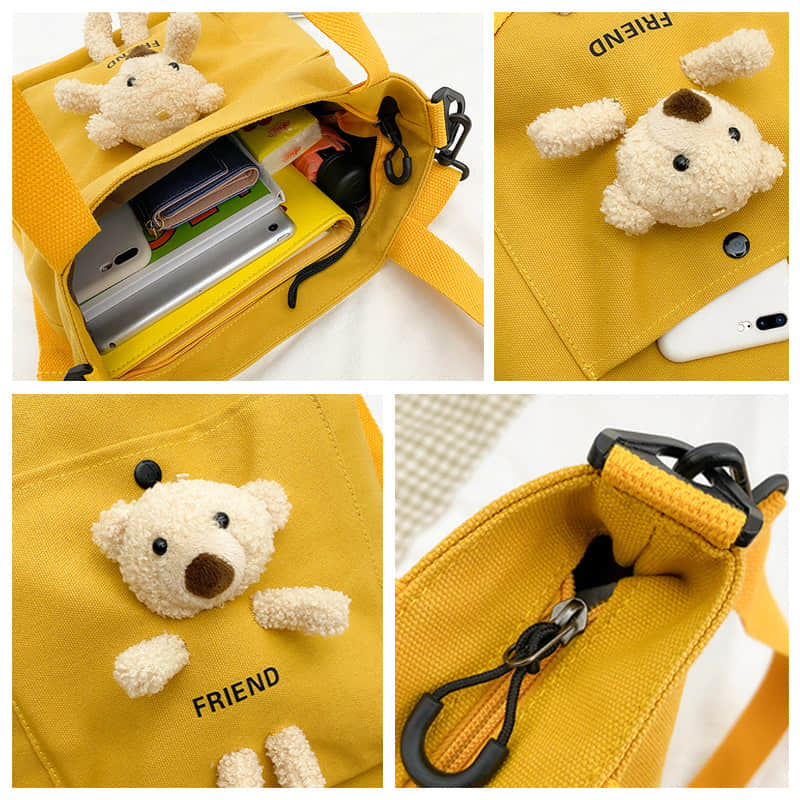 Cute bear large capacity canvas bag tote bag  | IFAUN