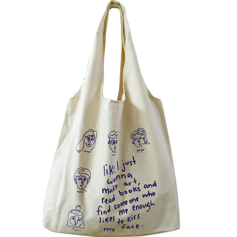 Retro canvas bag women's large capacity tote bag White | IFAUN