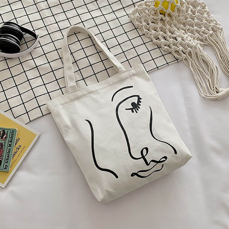 Canvas bag women's single shoulder letter large capacity tote bag  | IFAUN