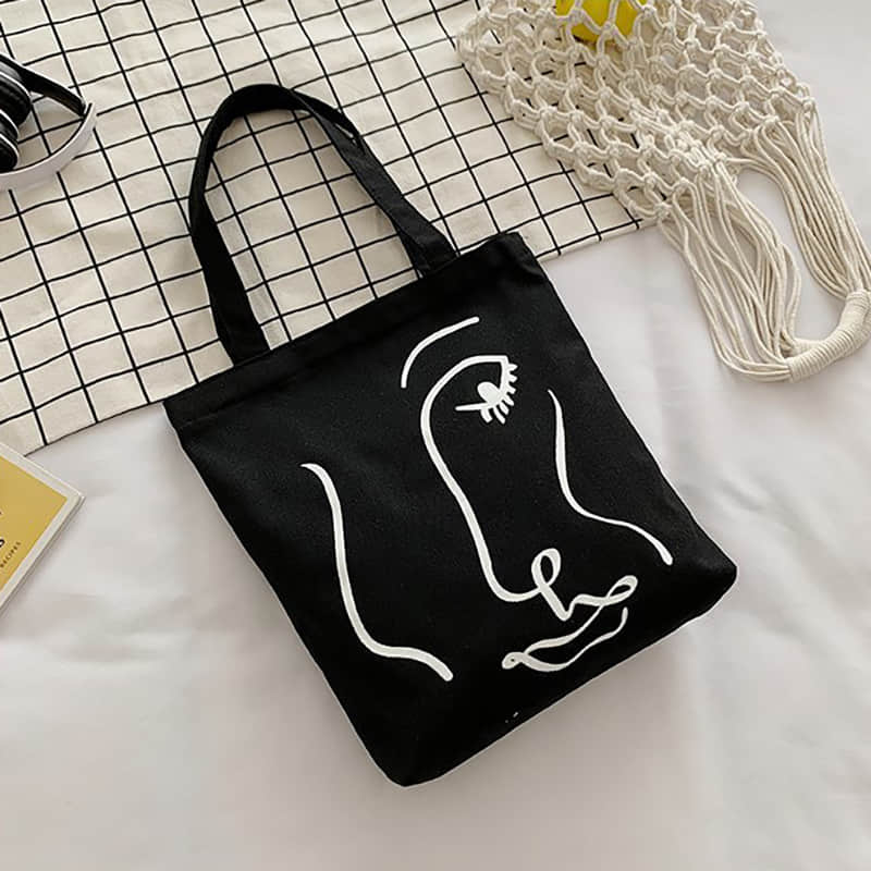 Canvas bag women's single shoulder letter large capacity tote bag  | IFAUN