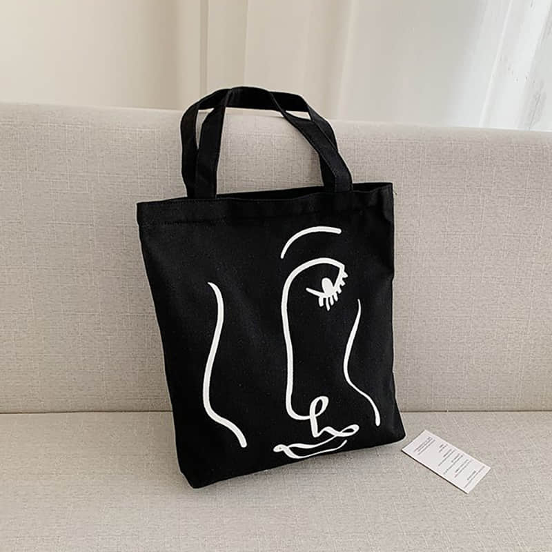 Canvas bag women's single shoulder letter large capacity tote bag  | IFAUN