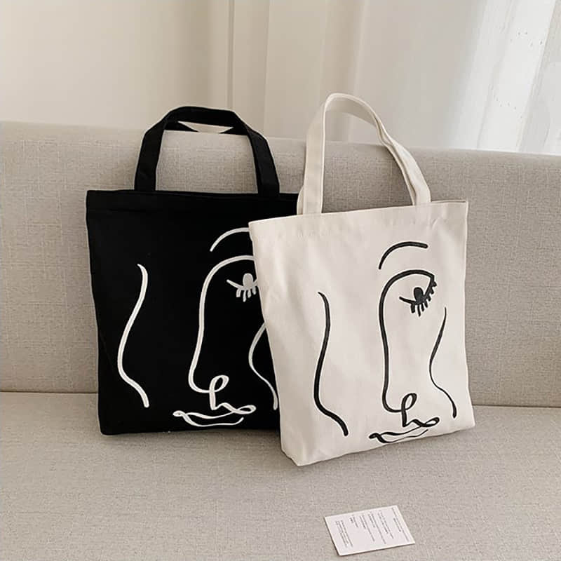 Canvas bag women's single shoulder letter large capacity tote bag  | IFAUN