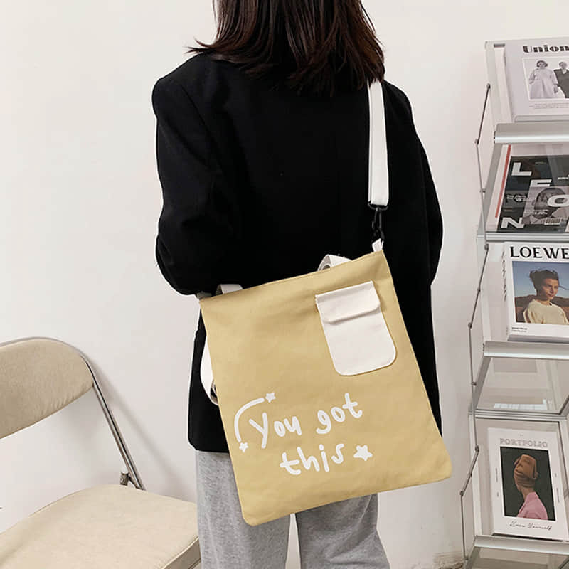 Large-capacity canvas stitching tote bag shoulder bag  | IFAUN