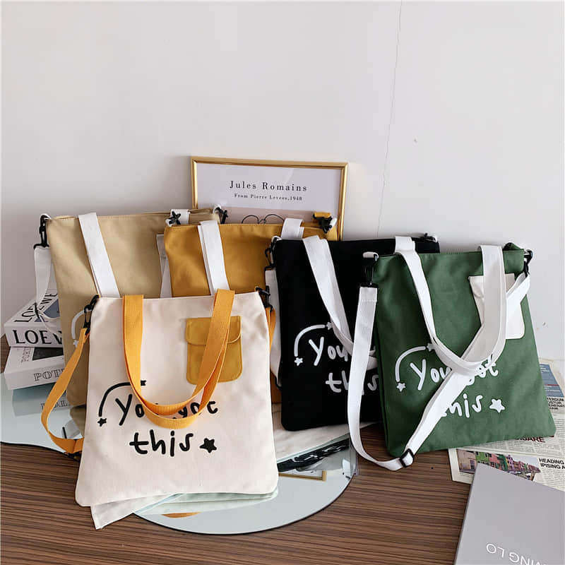 Large-capacity canvas stitching tote bag shoulder bag  | IFAUN