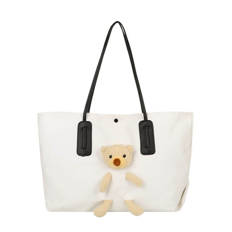 Cute bear large capacity canvas bag women's tote bag  | IFAUN