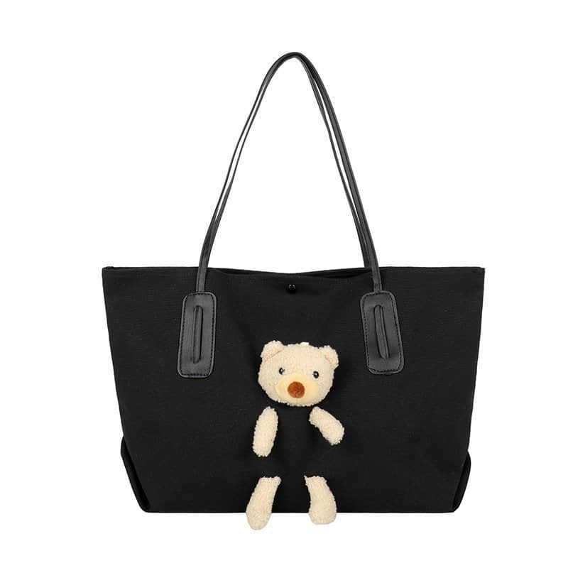 Cute bear large capacity canvas bag women's tote bag  | IFAUN