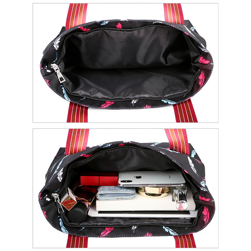 Printed ribbon handbag shopping bag large capacity waterproof Oxford bag  | IFAUN