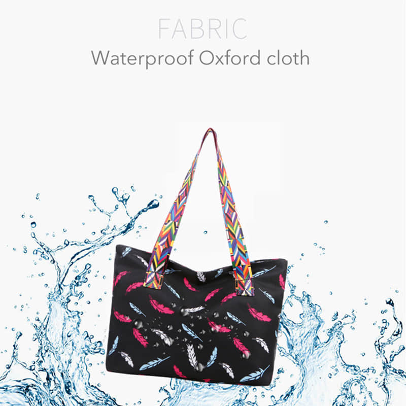 Printed ribbon handbag shopping bag large capacity waterproof Oxford bag  | IFAUN