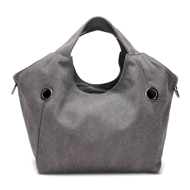 Trendy Canvas Women Tote Bags Fashion Ladies Single Shoulder Bags Multi-compartment Gray | IFAUN