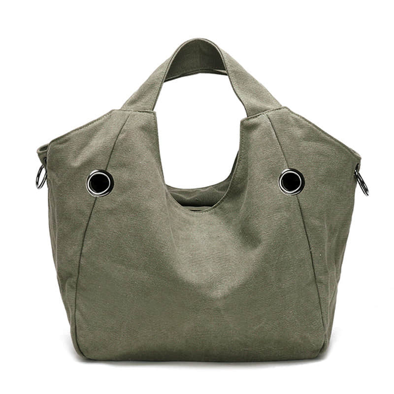 Trendy Canvas Women Tote Bags Fashion Ladies Single Shoulder Bags Multi-compartment DarkOliveGreen | IFAUN