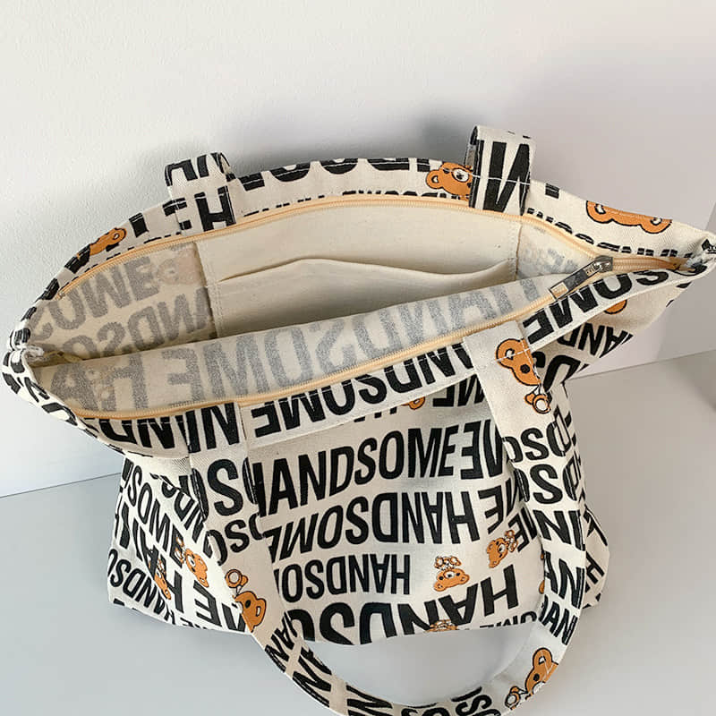 Large capacity canvas bag, letter tote bag  | IFAUN