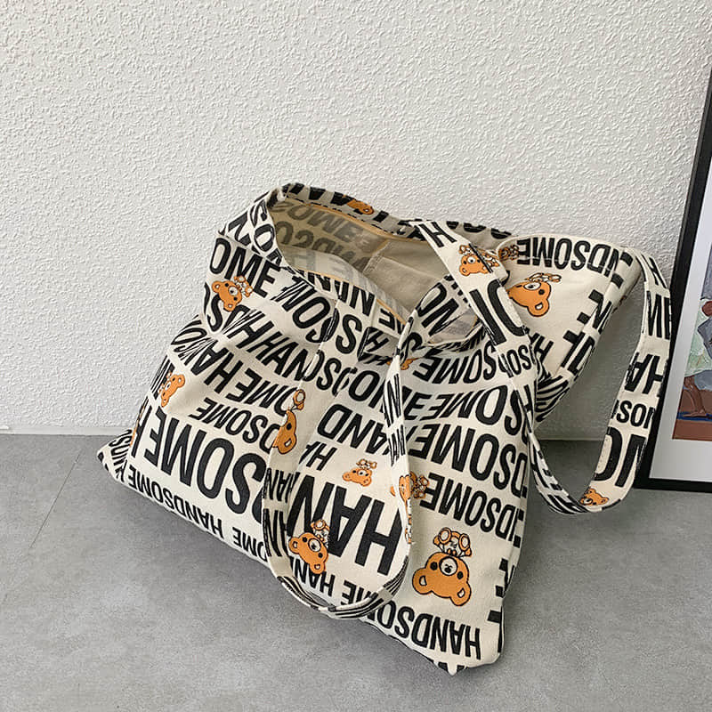 Large capacity canvas bag, letter tote bag  | IFAUN