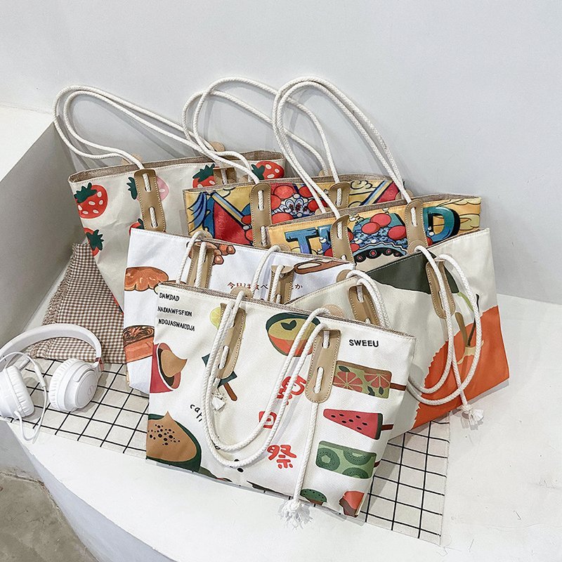 Fashion canvas shoulder bag large capacity portable tote bag  | IFAUN