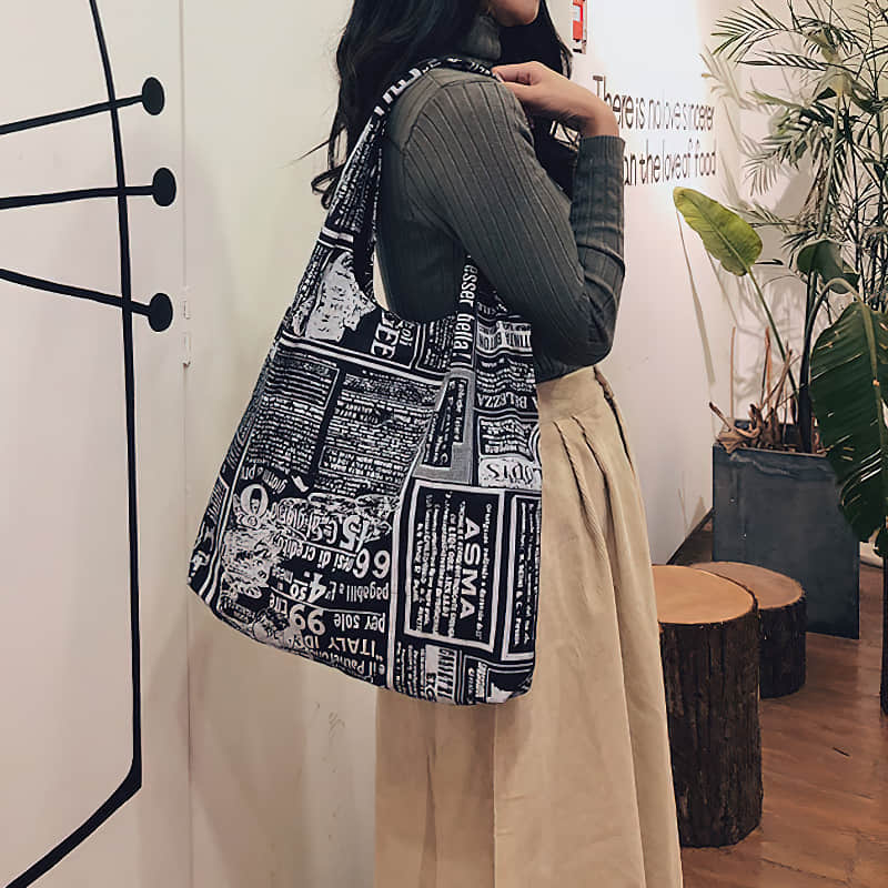 Retro leopard print shoulder bag women fashion simple portable canvas bag  | IFAUN