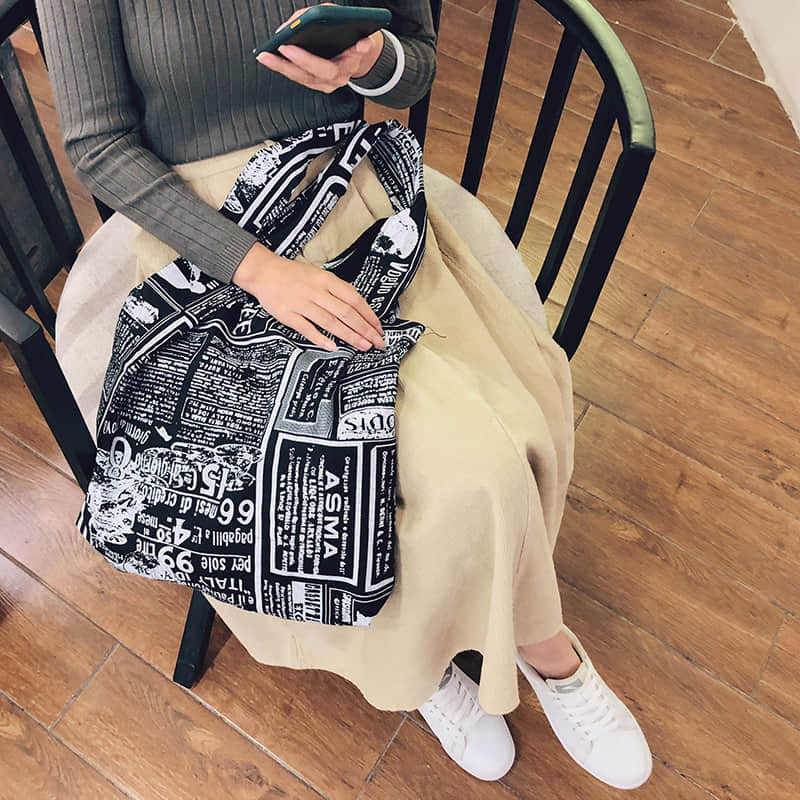 Retro leopard print shoulder bag women fashion simple portable canvas bag  | IFAUN