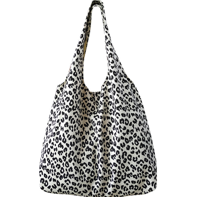Retro leopard print shoulder bag women fashion simple portable canvas bag Leopard print | IFAUN