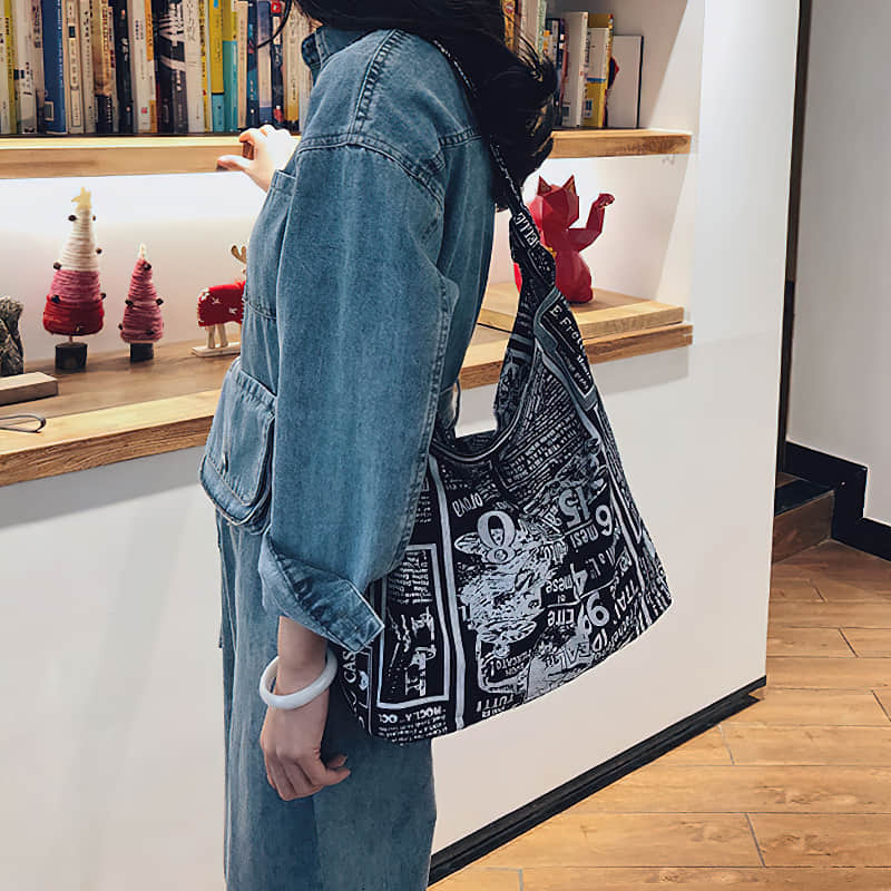 Retro leopard print shoulder bag womens fashion canvas bag  | IFAUN