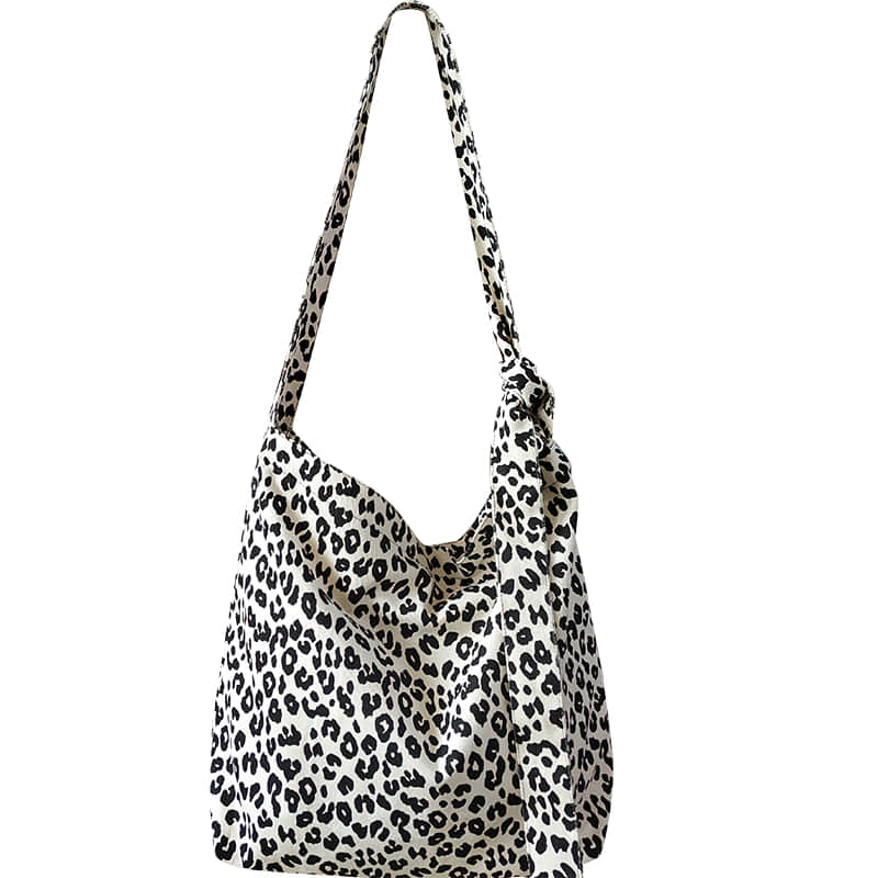 Retro leopard print shoulder bag womens fashion canvas bag – IFAUN