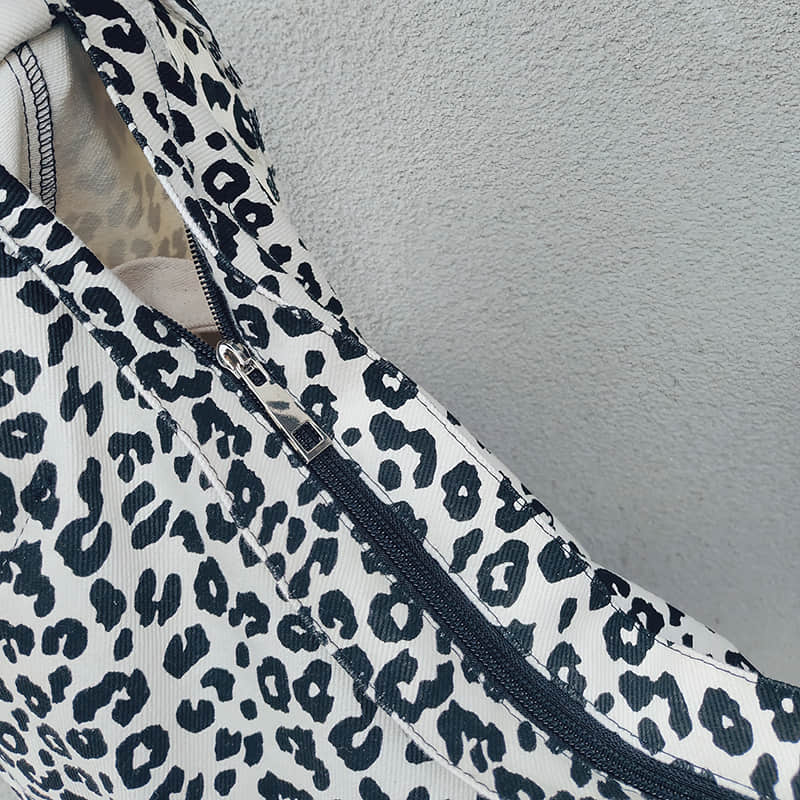 Retro leopard print shoulder bag womens fashion canvas bag  | IFAUN
