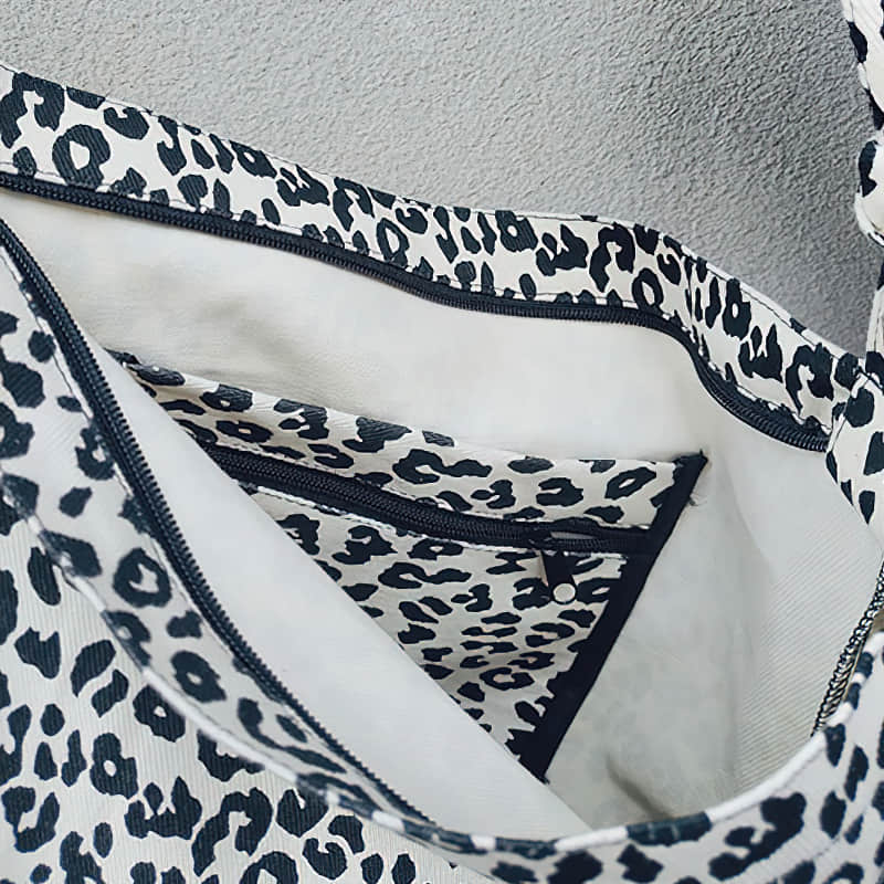 Retro leopard print shoulder bag womens fashion canvas bag  | IFAUN