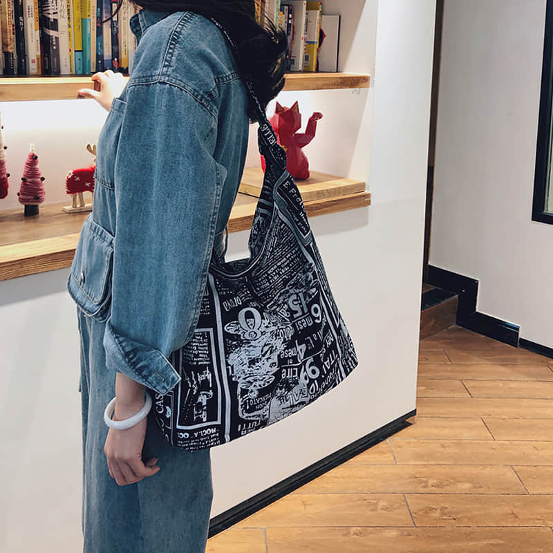 Retro leopard print shoulder bag womens fashion canvas bag  | IFAUN