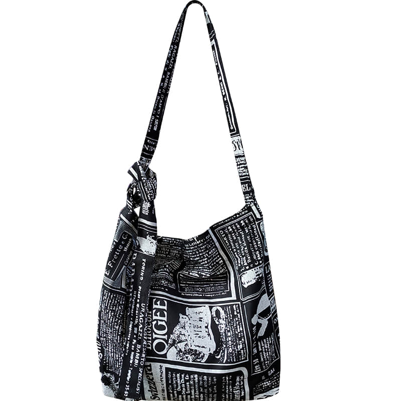 Retro leopard print shoulder bag womens fashion canvas bag Text print | IFAUN