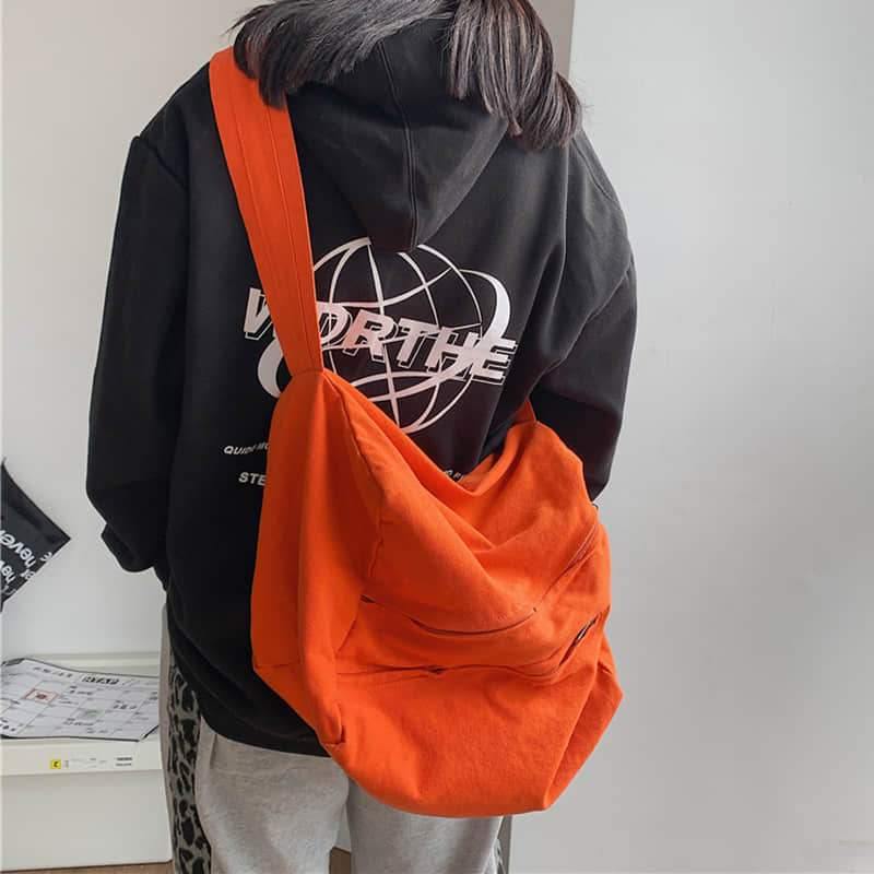 2021 women's canvas bag shoulder bag simple large-capacity shoulder bag  | IFAUN