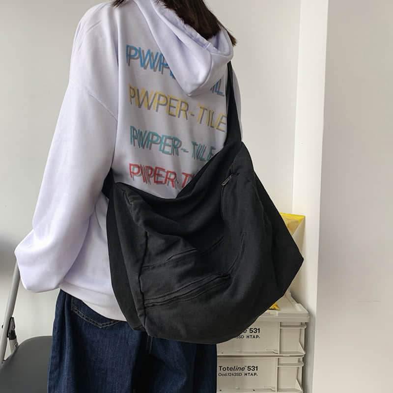 2021 women's canvas bag shoulder bag simple large-capacity shoulder bag  | IFAUN