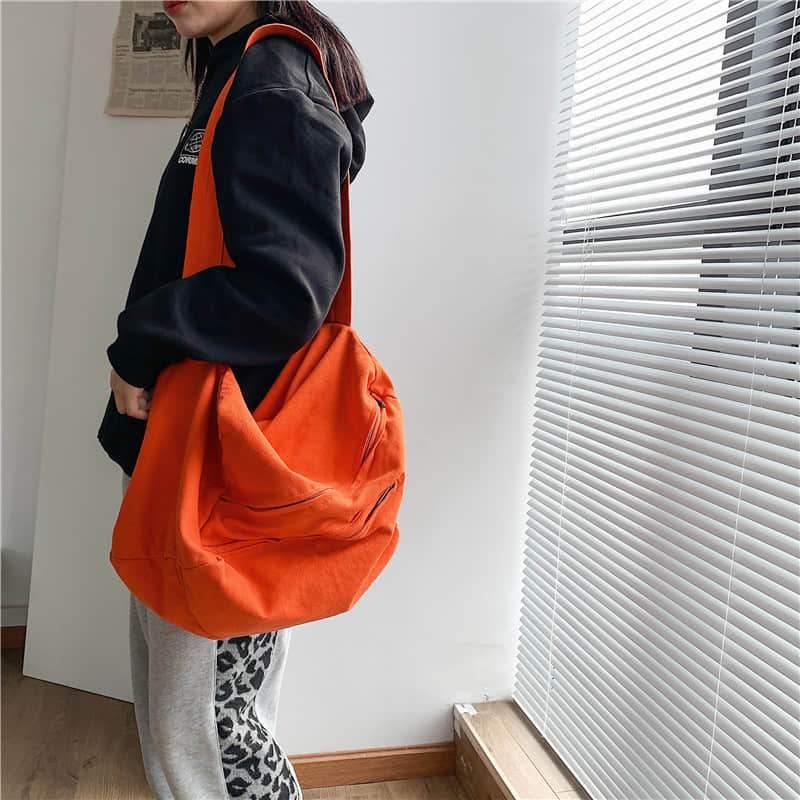 2021 women's canvas bag shoulder bag simple large-capacity shoulder bag  | IFAUN