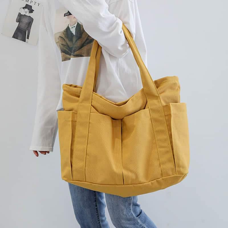 Casual large-capacity shopping bag simple one-shoulder big bag broadband tote bag  | IFAUN