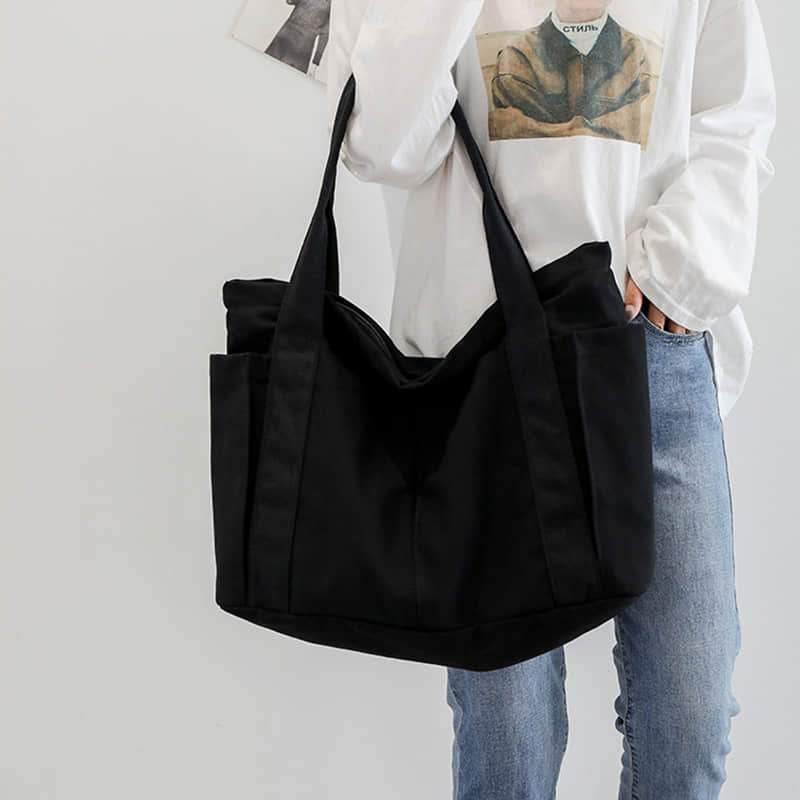 Casual large-capacity shopping bag simple one-shoulder big bag broadband tote bag  | IFAUN