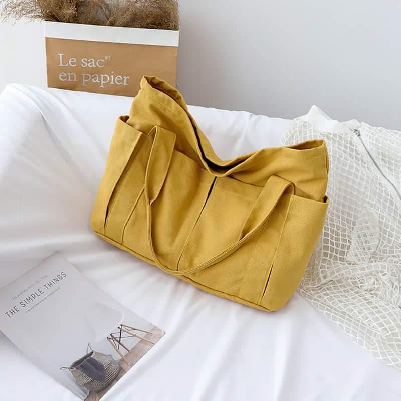 Casual large-capacity shopping bag simple one-shoulder big bag broadband tote bag  | IFAUN