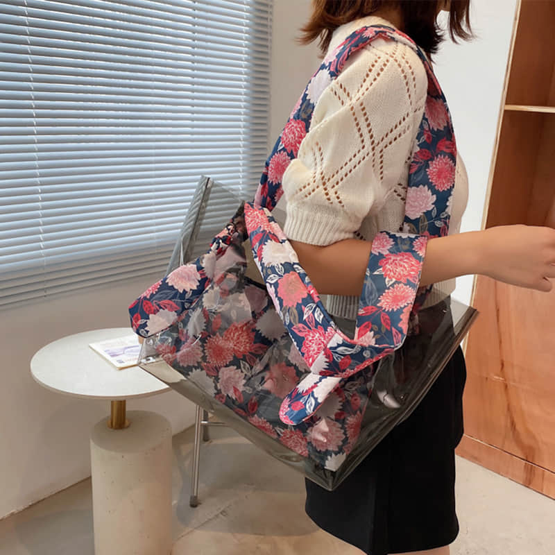 Large-capacity transparent bag fashionable popular tote bag  | IFAUN