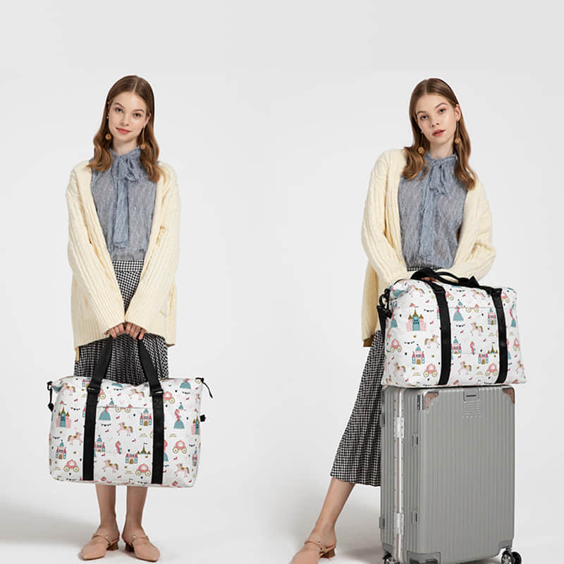 Travel bag women's portable messenger simple and light cute printing tote bag  | IFAUN