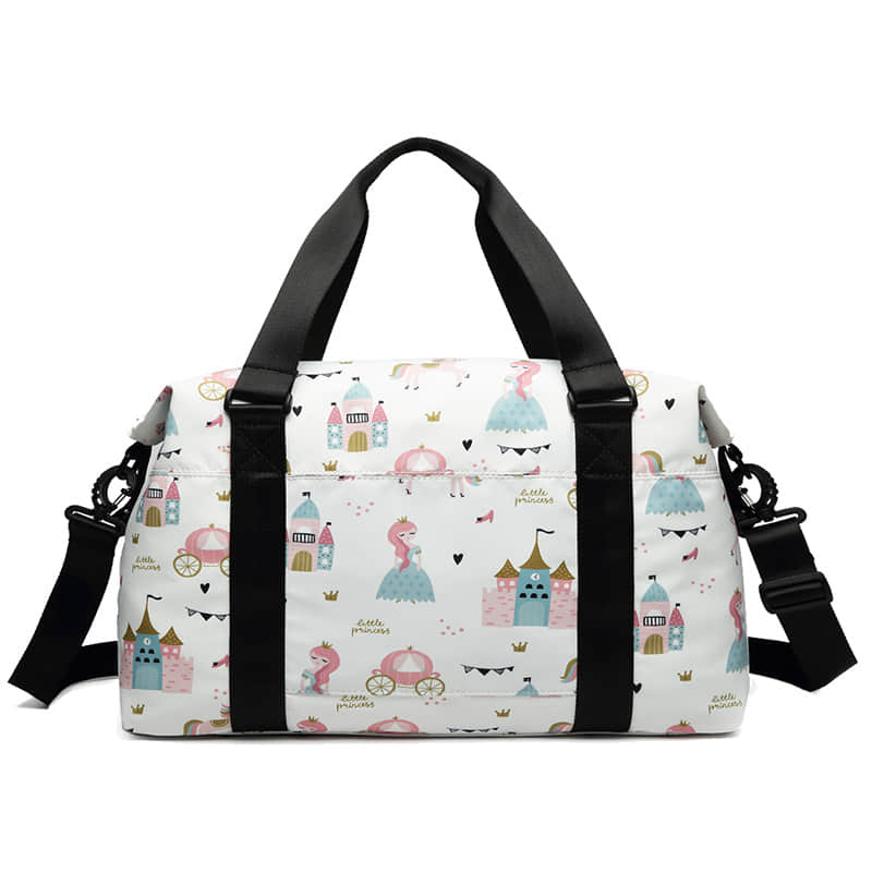 Travel bag women's portable simple and light cute printing tote bag White / L | IFAUN