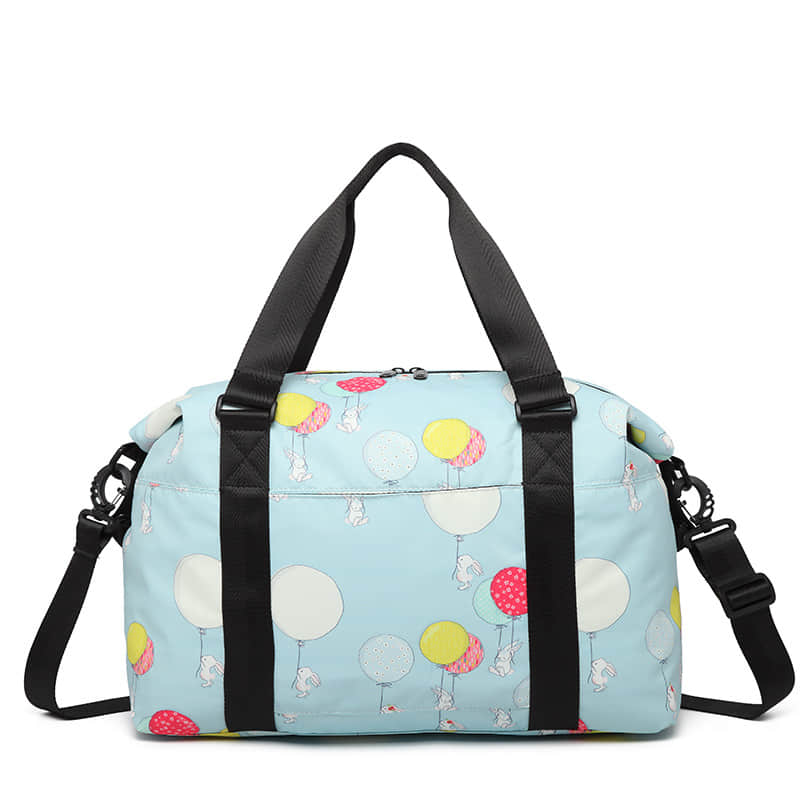 Travel bag women's portable simple and light cute printing tote bag LightBlue / L | IFAUN