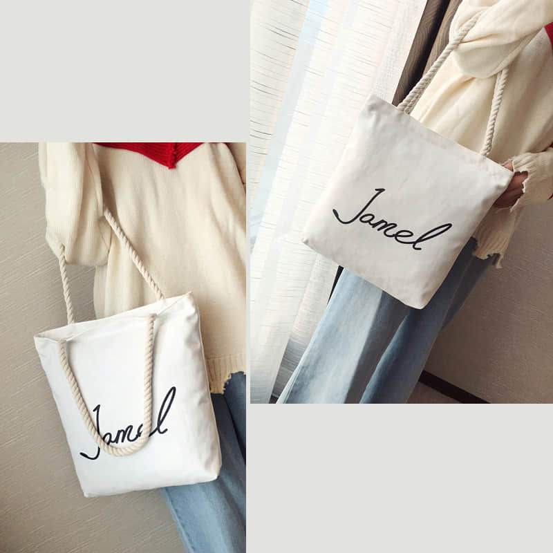 Hemp rope white canvas bag  | IFAUN