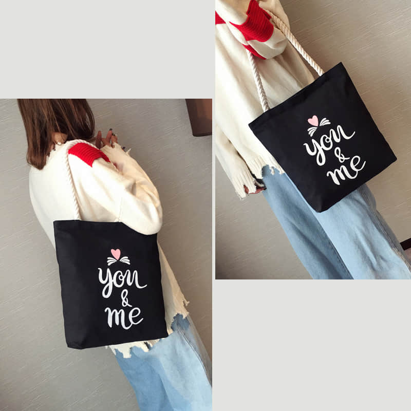 Hemp rope black canvas bag  | IFAUN