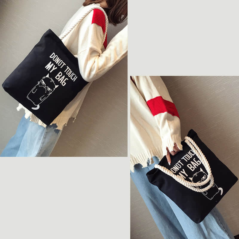 Hemp rope black canvas bag  | IFAUN