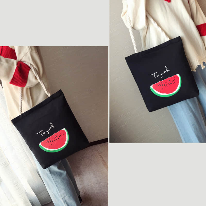 Hemp rope black canvas bag  | IFAUN