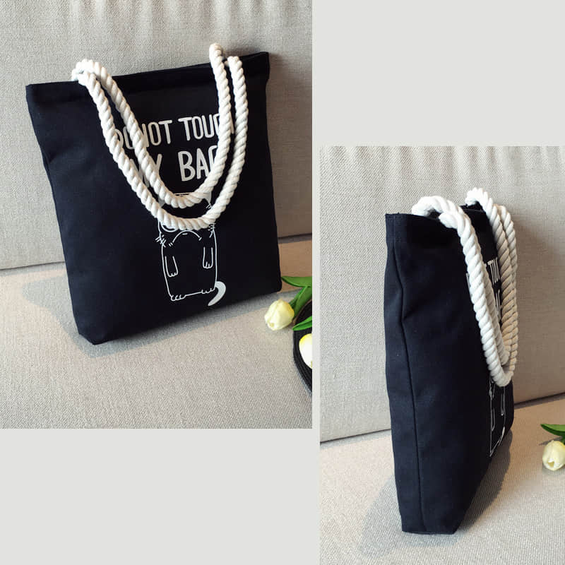 Hemp rope black canvas bag  | IFAUN