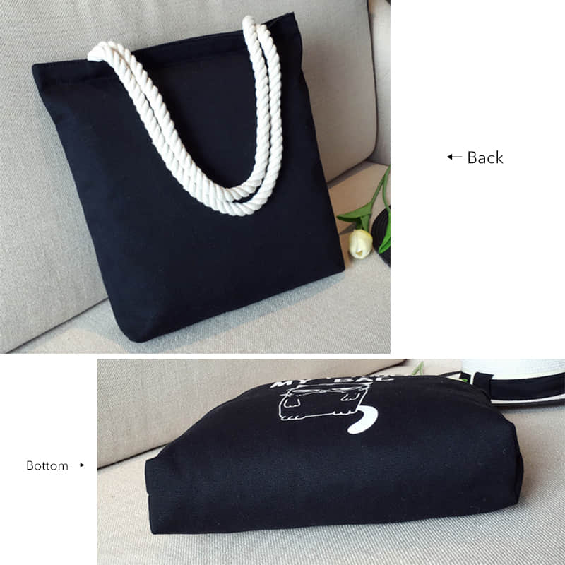Hemp rope black canvas bag  | IFAUN