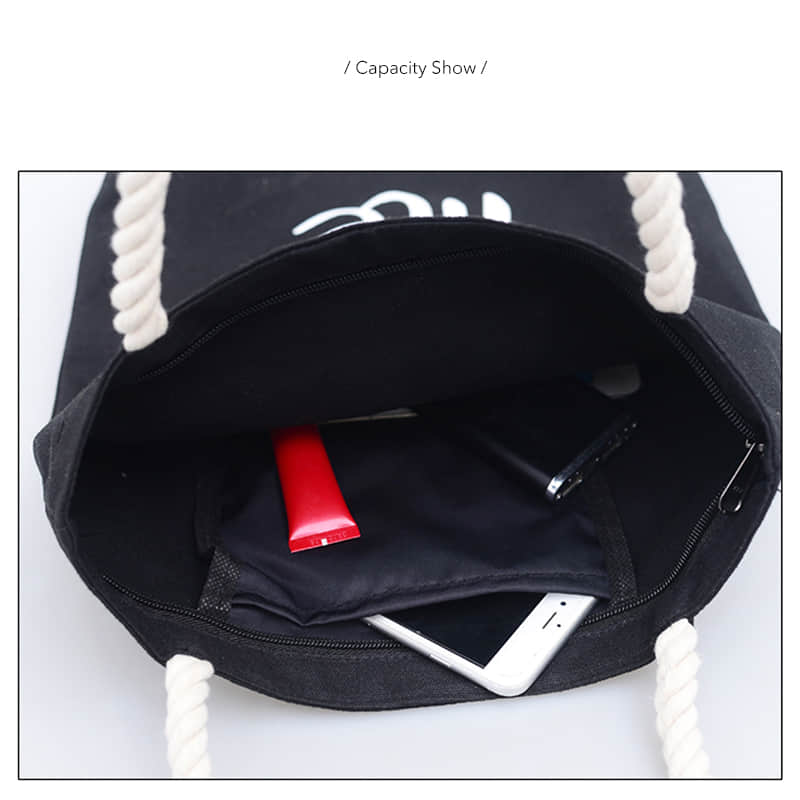 Hemp rope black canvas bag  | IFAUN