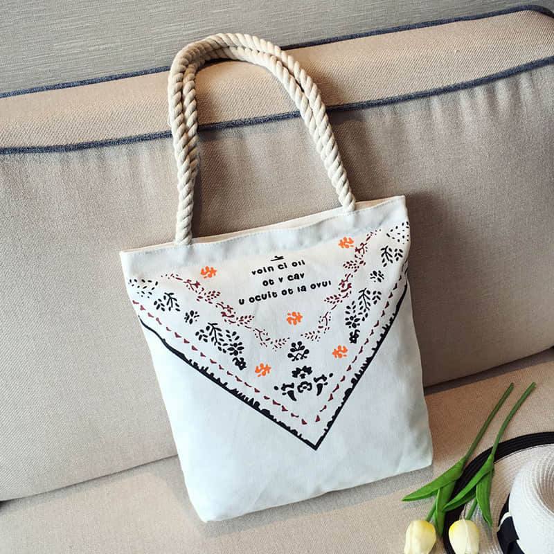 Hemp rope white canvas bag Triangle | IFAUN