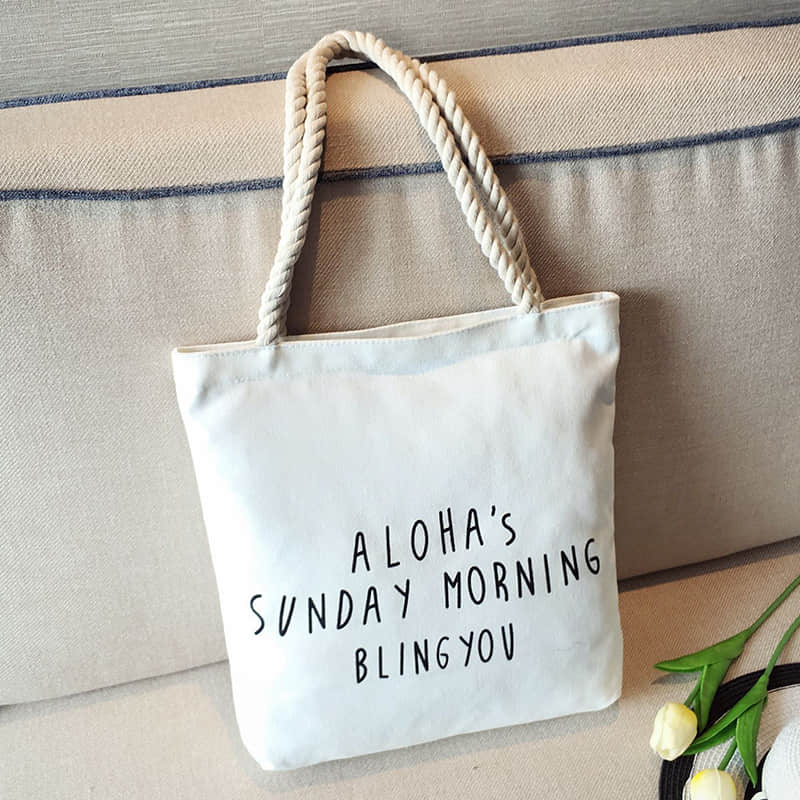Hemp rope white canvas bag Aloha's | IFAUN